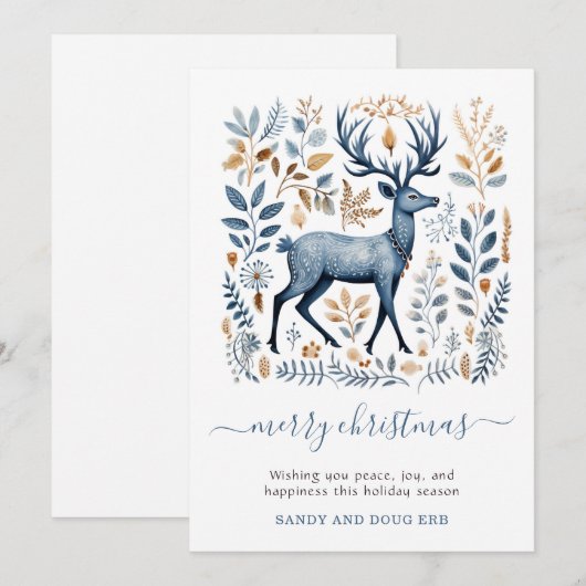 Rustiek Noords rendier kerstgroen Feestdagenkaart (Voorkant / Achterkant)