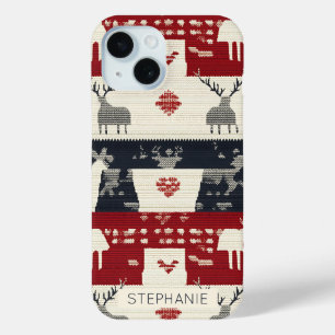 Rustiek Noords rendier & sneeuwvlok   breipatroon iPhone 15 Case