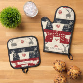 Rustiek Noords rendier & sneeuwvlok | breipatroon Ovenwant & Pannenlap Set (Top down)