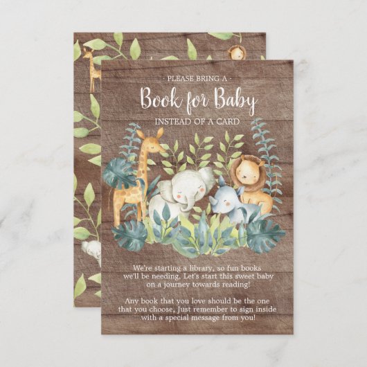 Rustiek Oerwoud Baby shower Boek voor Baby Kaart (Voorkant / Achterkant)