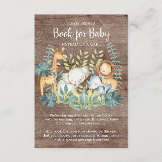 Rustiek Oerwoud Baby shower Boek voor Baby Kaart (Voorkant)