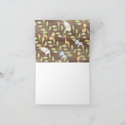 Rustiek Oerwoud Baby shower dank u nota Bedankkaart (Binnen)