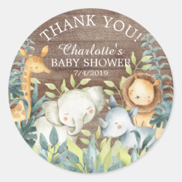 Rustiek Oerwoud Baby shower Dank u voor uw gunst Ronde Sticker