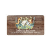 Rustiek Oerwoud Dier Baby shower Adreslabel Etiket (Voorkant)