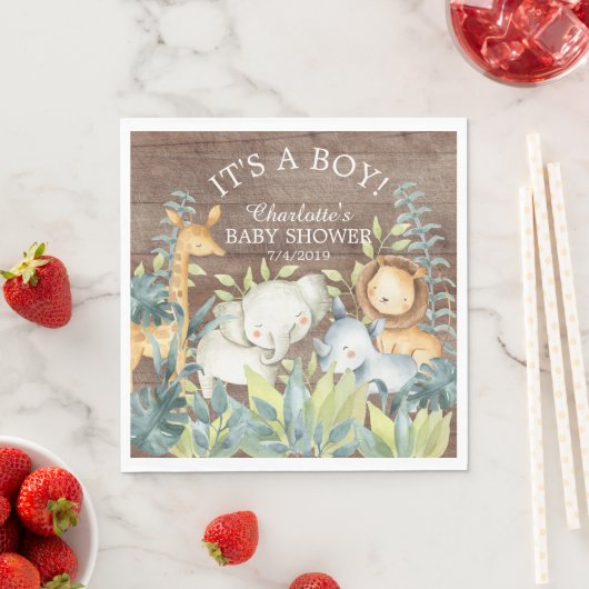 Rustiek Oerwoud Dier Baby shower Papieren servette Servet (Insitu)