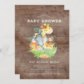 Rustiek Oerwoud Dieren Baby Douche Uitnodigingen (Voorkant / Achterkant)