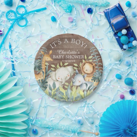 Rustiek Oerwoud Dieren Baby shower 7" Bord (Feest)