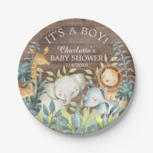 Rustiek Oerwoud Dieren Baby shower 7" Bord