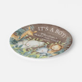 Rustiek Oerwoud Dieren Baby shower 7" Bord (Gekanteld)