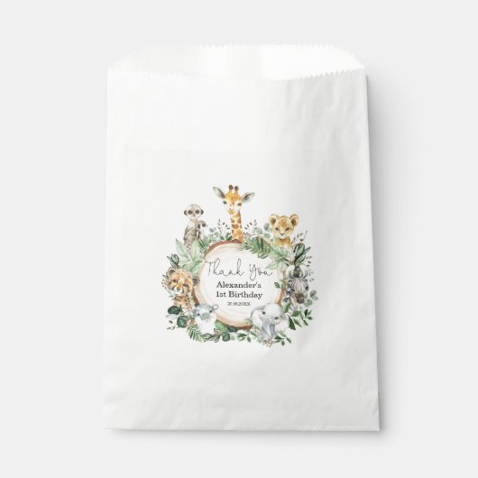 Rustiek Oerwoud groen Safari Wild Animals Party Bedankzakje (Voorkant)