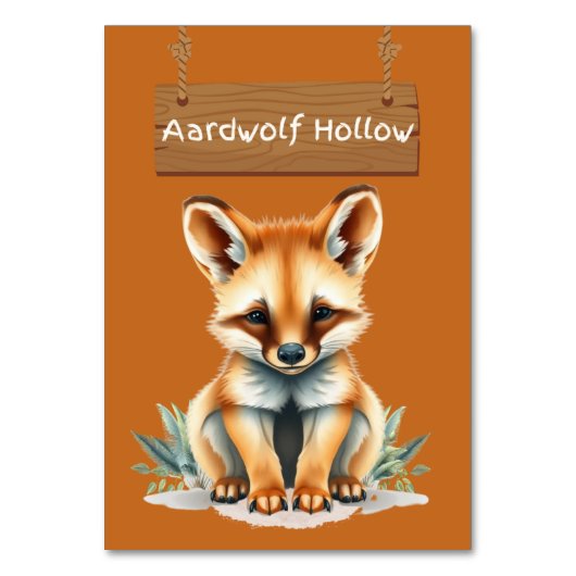 Rustiek Oerwoud Safari Aardwolf Tafelbord Kaart (Voorkant)