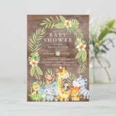 Rustiek Oerwoud Safari Boy Baby shower Uitnodiging (Staand voorkant)