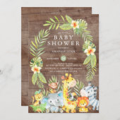 Rustiek Oerwoud Safari Boy Baby shower Uitnodiging (Voorkant / Achterkant)