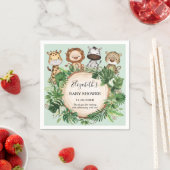 Rustiek Oerwoud Safari Dieren Groen Baby shower Servet (Insitu)