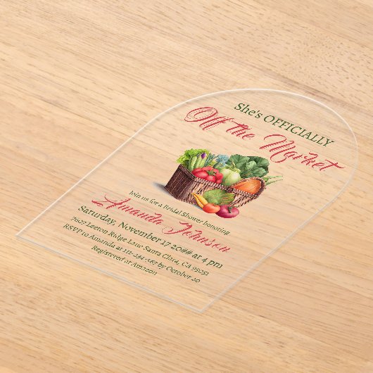 Rustiek Off the Market Boerderij Vrijgezellenfeest Acryl Uitnodigingen (Laagn)