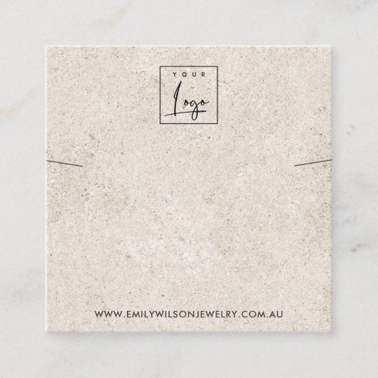 RUSTIEK OFF WIT STUCCO KETTING ARMBAND DISPLAY VIERKANTE VISITEKAARTJE (Voorkant)