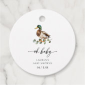 Rustiek Oh Baby Mallard Duck Baby shower Bedankjes Labels (Voorkant)