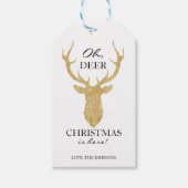 Rustiek Oh Herten Kerstmis is hier Faux Glitter He Cadeaulabel (Voorkant)