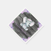 Rustiek Olifant Meisje Paarse Bloemen Papier Serve Servet (Hoek)