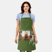 Rustiek Olijfgroen Drie Foto Koken Schort (Gedragen)