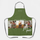Rustiek Olijfgroen Drie Foto Koken Schort (Voorkant)