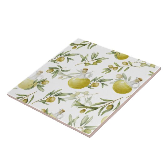rustiek olijfoliepatroon tegeltje (Zijkant)