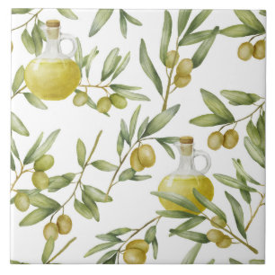 rustiek olijfoliepatroon tegeltje