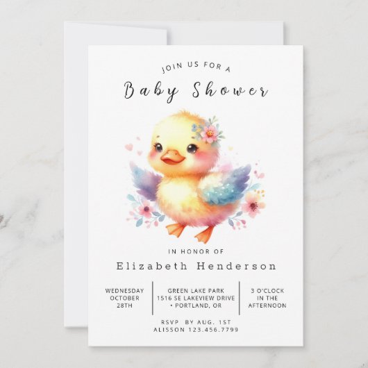 Rustiek Online Duck Baby shower Kaart (Voorkant)