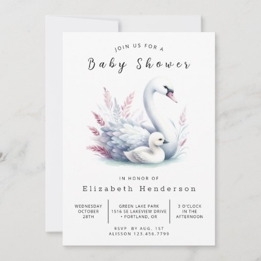 Rustiek Online Zwaan Baby shower Kaart (Voorkant)