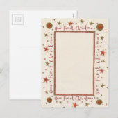 Rustiek onze eerste kerstkaart feestdagenkaart (Voorkant / Achterkant)