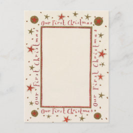 Rustiek onze eerste kerstkaart feestdagenkaart