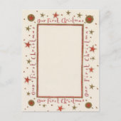 Rustiek onze eerste kerstkaart feestdagenkaart (Voorkant)