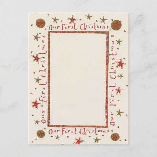 Rustiek onze eerste kerstkaart feestdagenkaart (Voorkant)