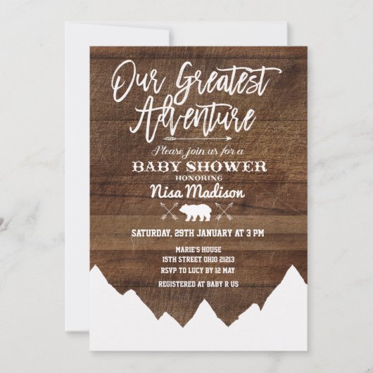 Rustiek Onze Grootste Avontuur Baby shower Kaart (Voorkant)