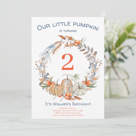 Rustiek Onze kleine pompoen blauw Tweede verjaarda Kaart (Staand voorkant)