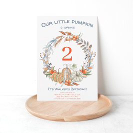Rustiek Onze kleine pompoen blauw Tweede verjaarda Kaart