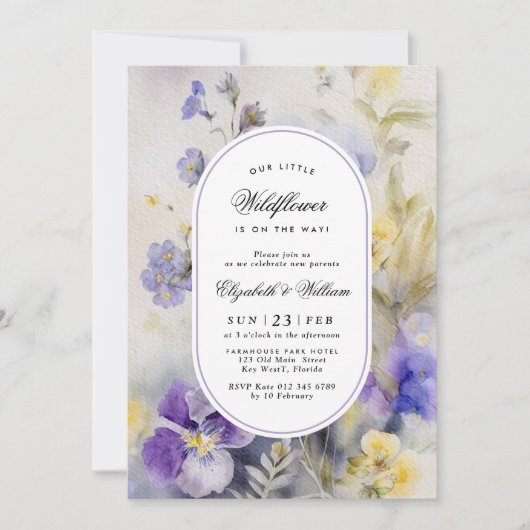 Rustiek Onze Kleine Wildflower Baby shower Kaart (Voorkant)