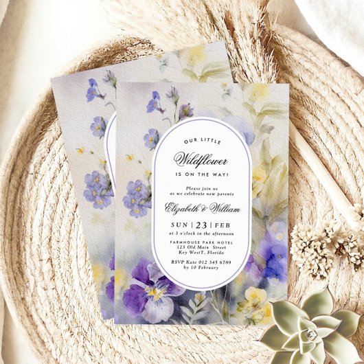 Rustiek Onze Kleine Wildflower Baby shower Kaart