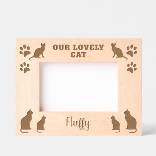 Rustiek Onze mooie kat script kattennaam Gegraveerde Lijstjes (Voorkant)