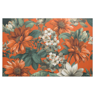 Rustiek Oranje Groen Botanisch Krachtig Vintage Bl Stof