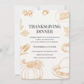 Rustiek Oranje met de Hand Getekend Thanksgiving D Kaart (Voorkant)