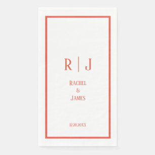 Rustiek Oranje Minimalistische Monogrammen Elegant Servet