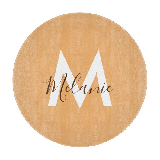 Rustiek oranje monogram snijplank (Voorkant)