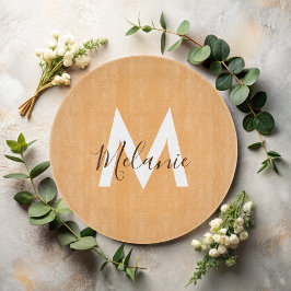 Rustiek oranje monogram snijplank