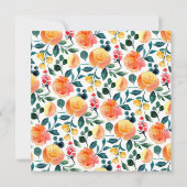 Rustiek Oranje Waterverf Bloemendouche Vierkant Kaart (Achterkant)