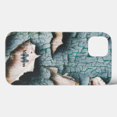 Rustiek oud blauw groen verf hout Custom Monogram Case-Mate iPhone Case (Achterkant (horizontaal))