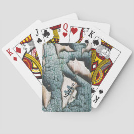 Rustiek oud blauw groen verf hout Custom Monogram Pokerkaarten