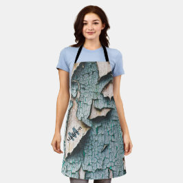 Rustiek oud blauw groen verf hout Custom Monogram Schort
