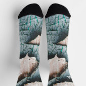 Rustiek oud blauw groen verf hout Custom name Sokken (Top)