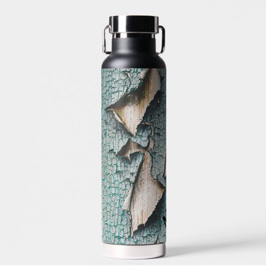 Rustiek oud blauw groen verf hout Custom name Waterfles (Voorkant)